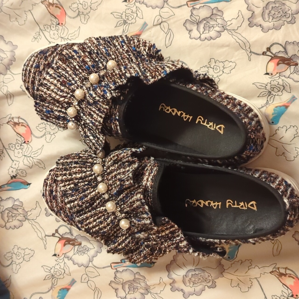 Dirty Laundry tweed slip on sneakers